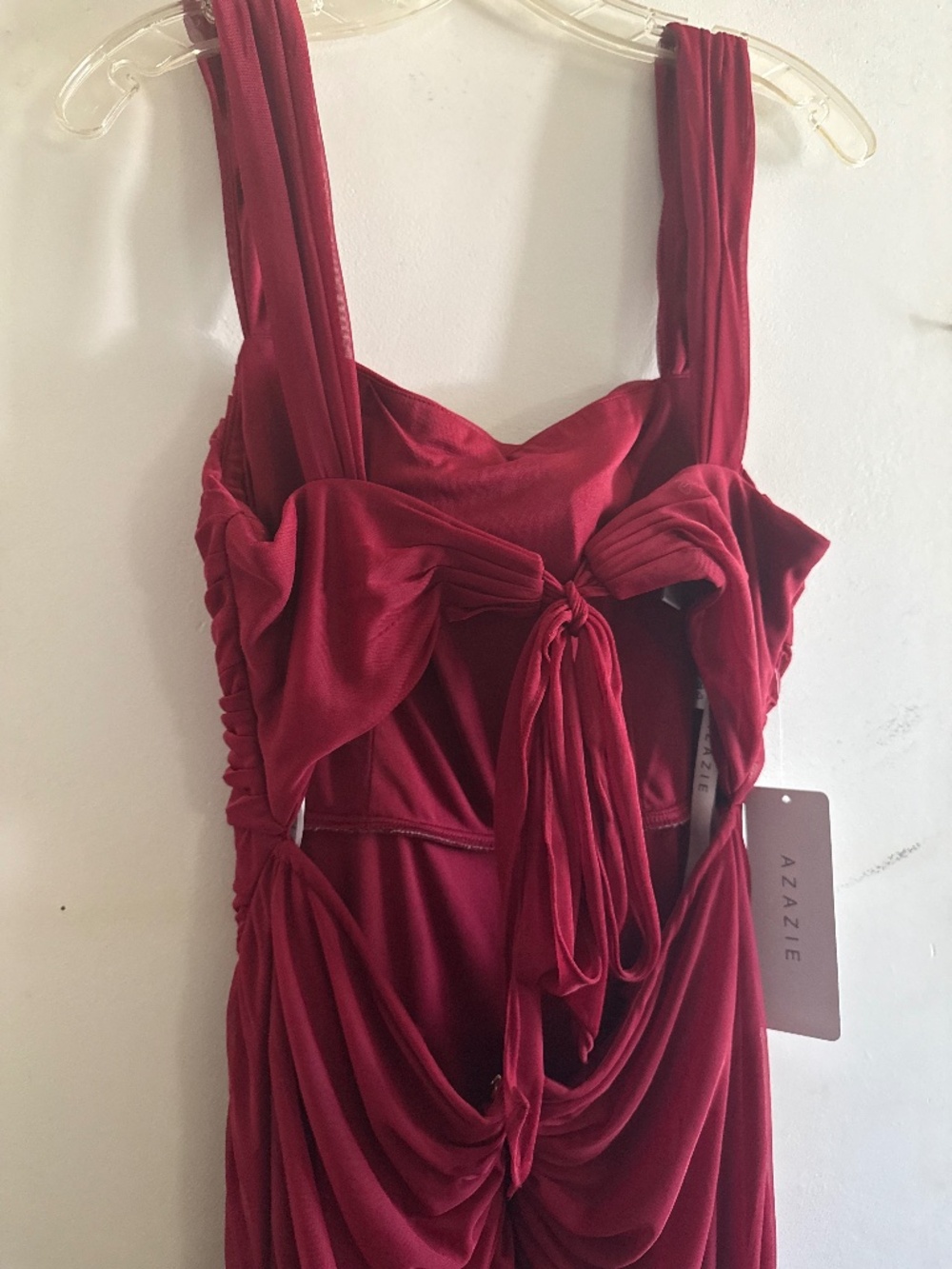 Azazie Wine Ruched Sleeveless Formal Gown - Picture 3 of 8